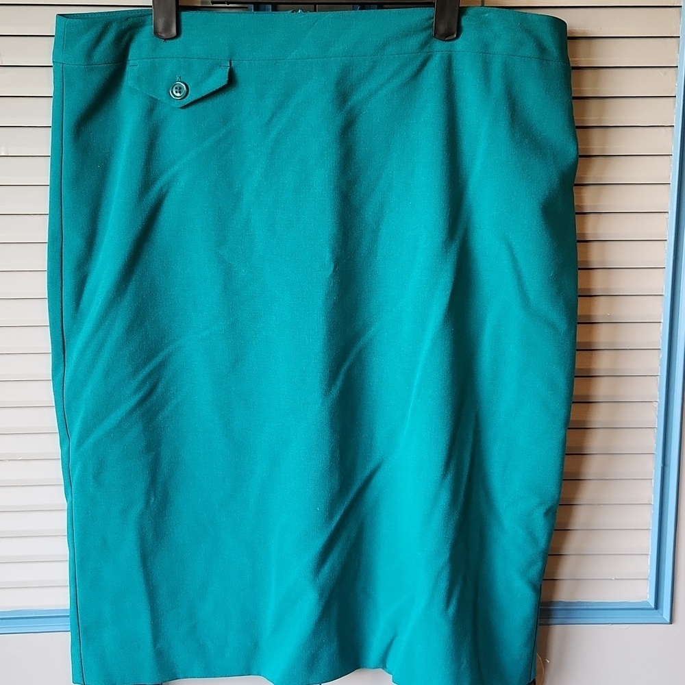 Dressbarn Teal Pencil Skirt - Picture 2 of 10